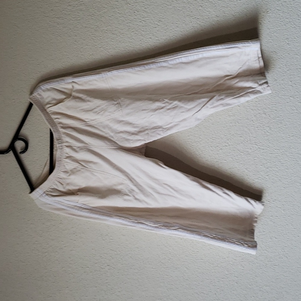 VITAL Vintage Womens Cropped Track Pants Wide Leg Cream Sz Large 100% Cotton EUC